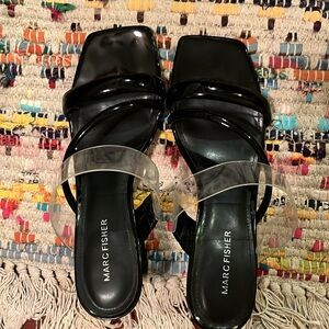 Patent Leather Sandals with Funky Heel! 🖤💕🎶